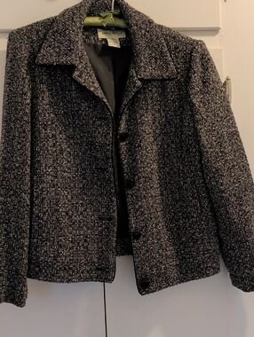 Vintage Eddie bauer Black & White Tweed Wool Jacket - Classic Collared Coat